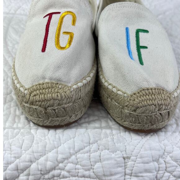 Soludos Women 8.5 Cream Espadrilles Slip On Summer Vacation Loafer with TGIF - Picture 4 of 10